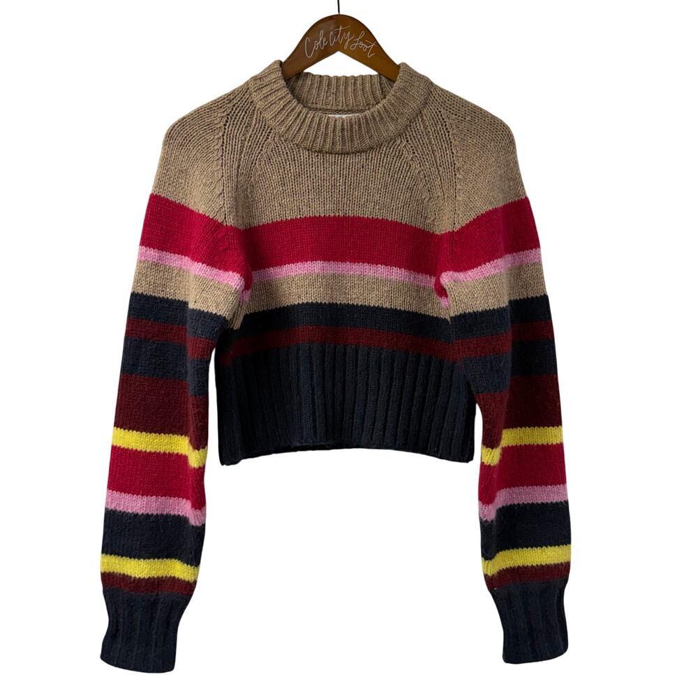 Current Elliott Moonshine Sweater Striped Crop Boxy 0 Pullover Colorblock
